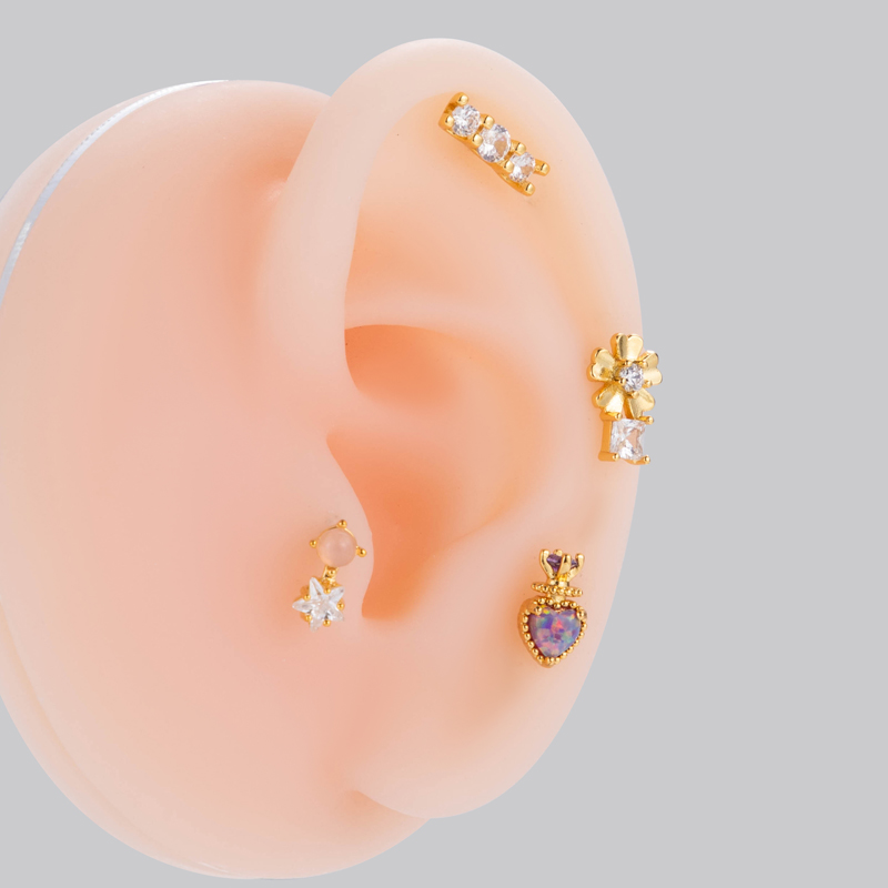 1 Piece Ear Cartilage Rings & Studs Simple Style Flower Butterfly Pure Titanium Copper Inlay Zircon display picture 1