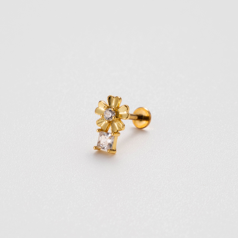 1 Piece Ear Cartilage Rings & Studs Simple Style Flower Butterfly Pure Titanium Copper Inlay Zircon display picture 13