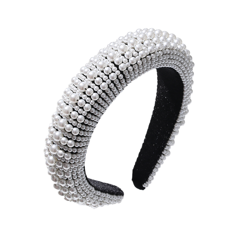 Simple Style Solid Color Cloth Inlay Pearl Hair Band display picture 2