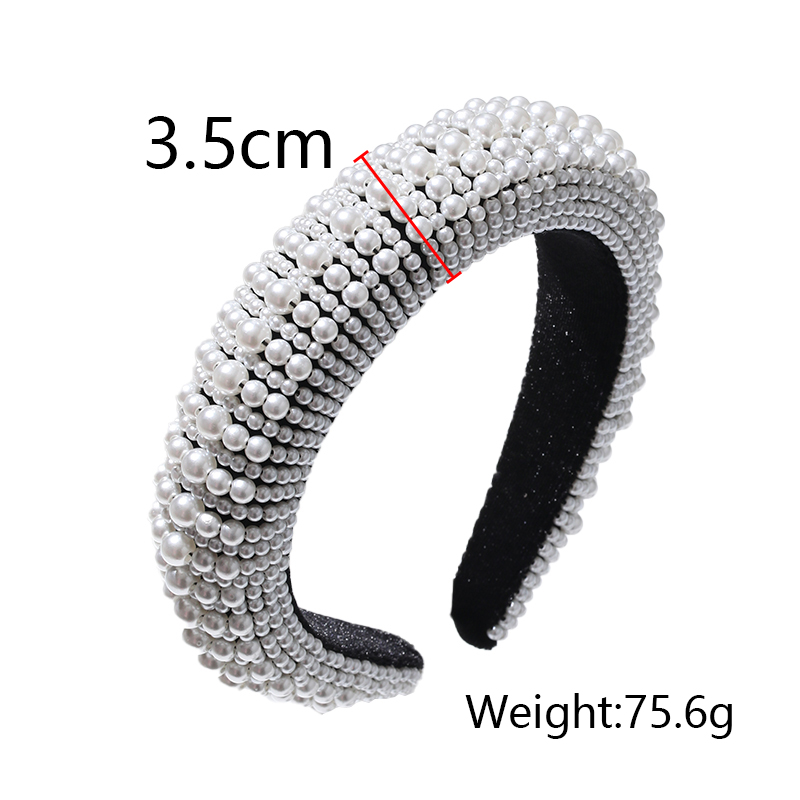 Simple Style Solid Color Cloth Inlay Pearl Hair Band display picture 1