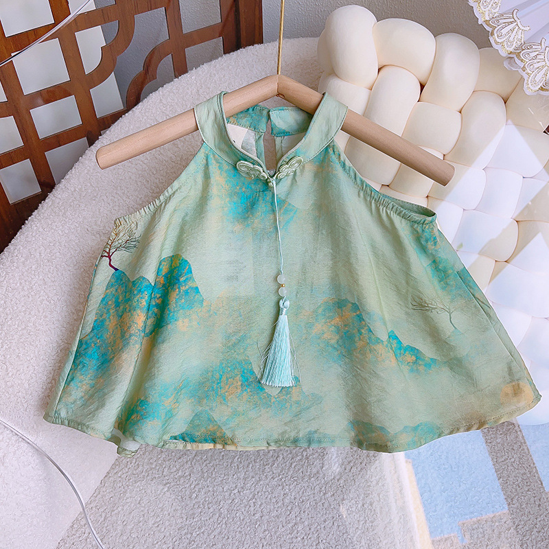 Simple Style Gradient Color Printing Tassel Cotton Girls Clothing Sets display picture 6