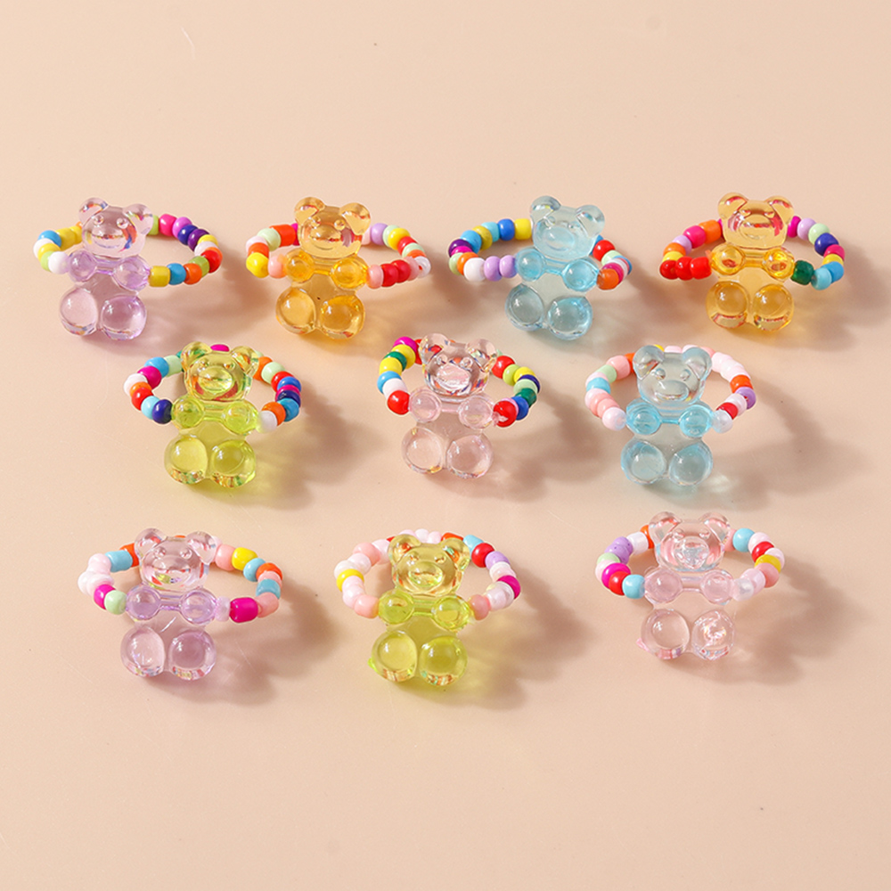 Cute Bear Glass Women's Rings display picture 6
