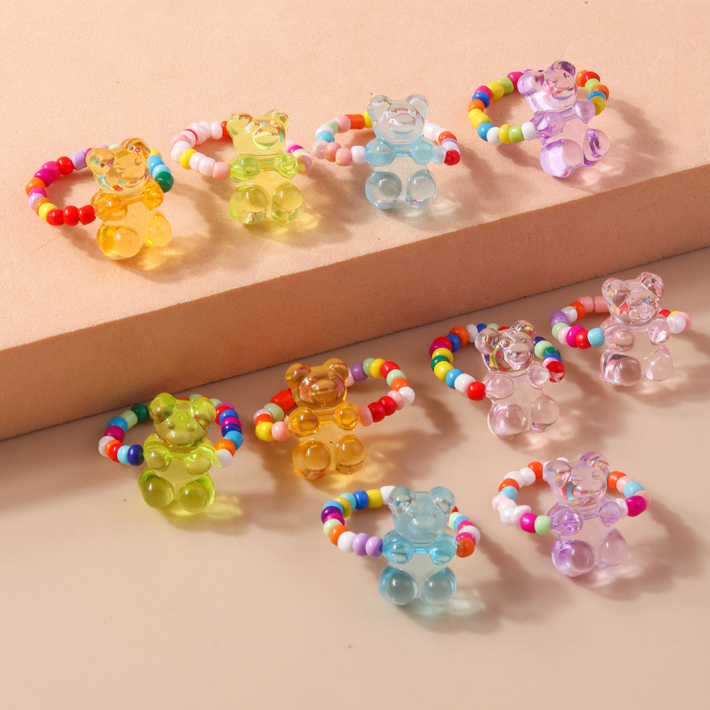 Cute Bear Glass Women's Rings display picture 5