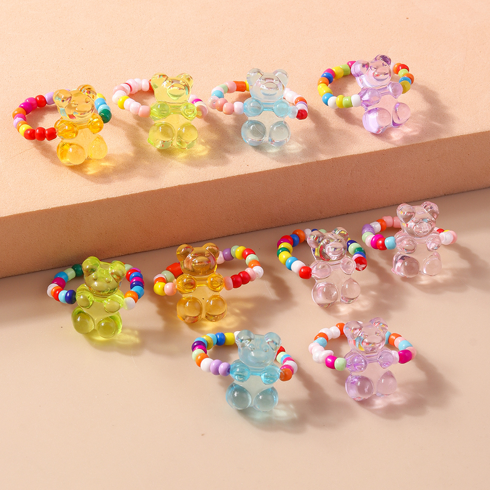 Cute Bear Glass Women's Rings display picture 4