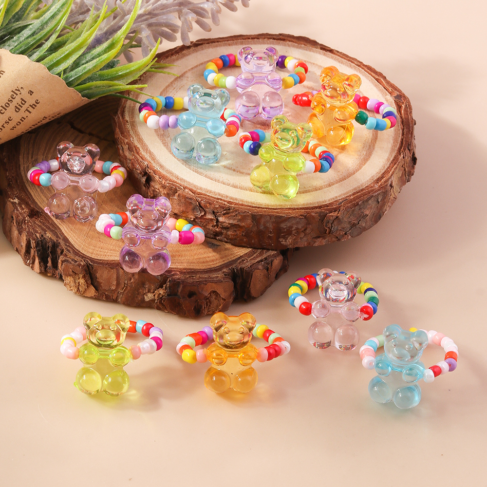 Cute Bear Glass Women's Rings display picture 7
