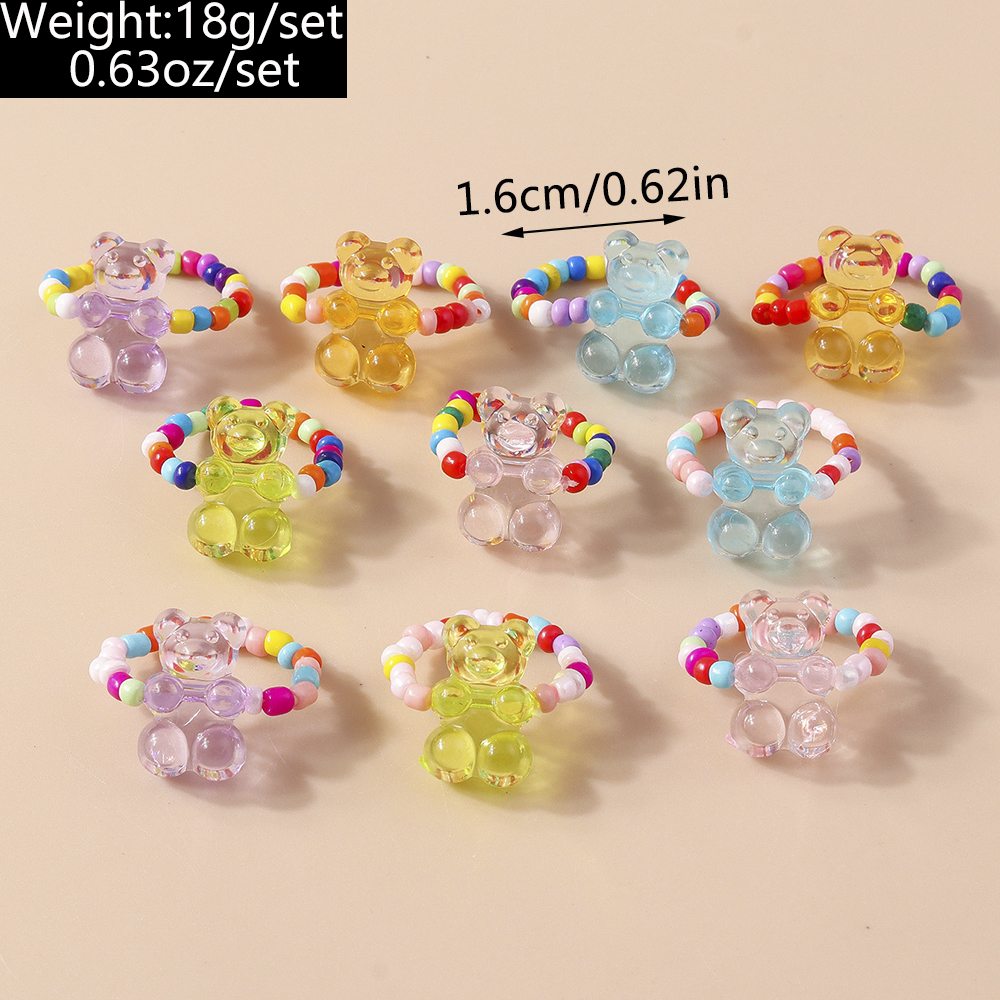 Cute Bear Glass Women's Rings display picture 1