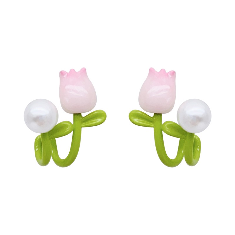 1 Pair Korean Style Flower Enamel Alloy Ear Studs display picture 1
