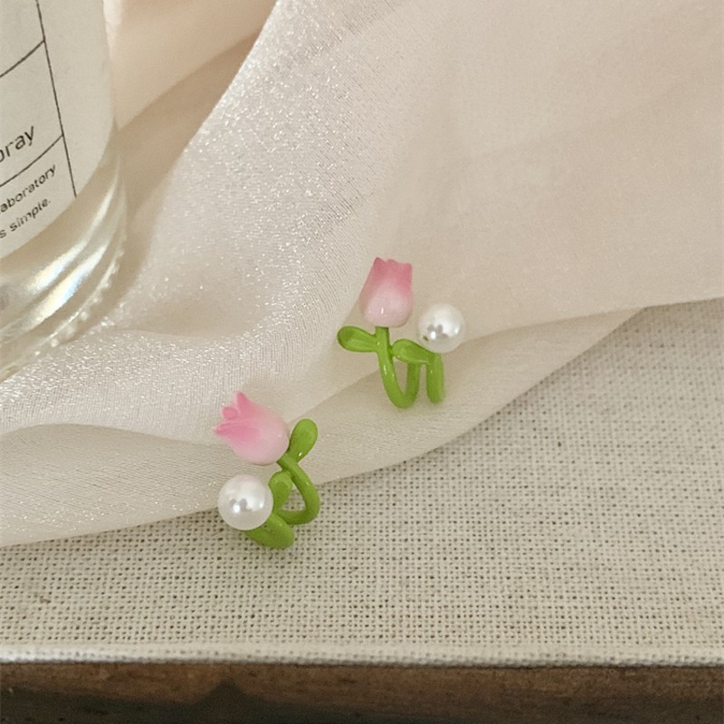 1 Pair Korean Style Flower Enamel Alloy Ear Studs display picture 3