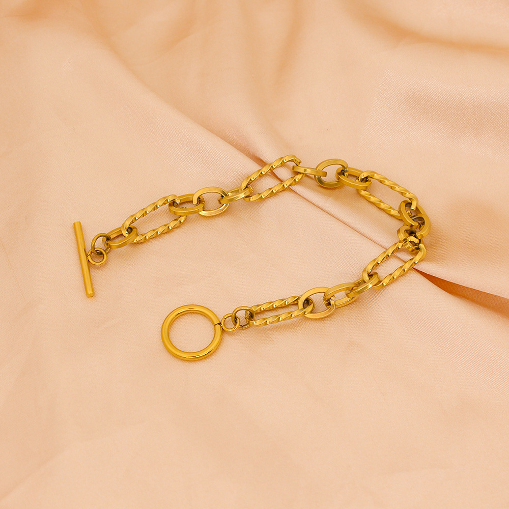 Edelstahl 304 18 Karat Vergoldet Elegant Dame Überzug Geometrisch Armbänder Halskette display picture 4