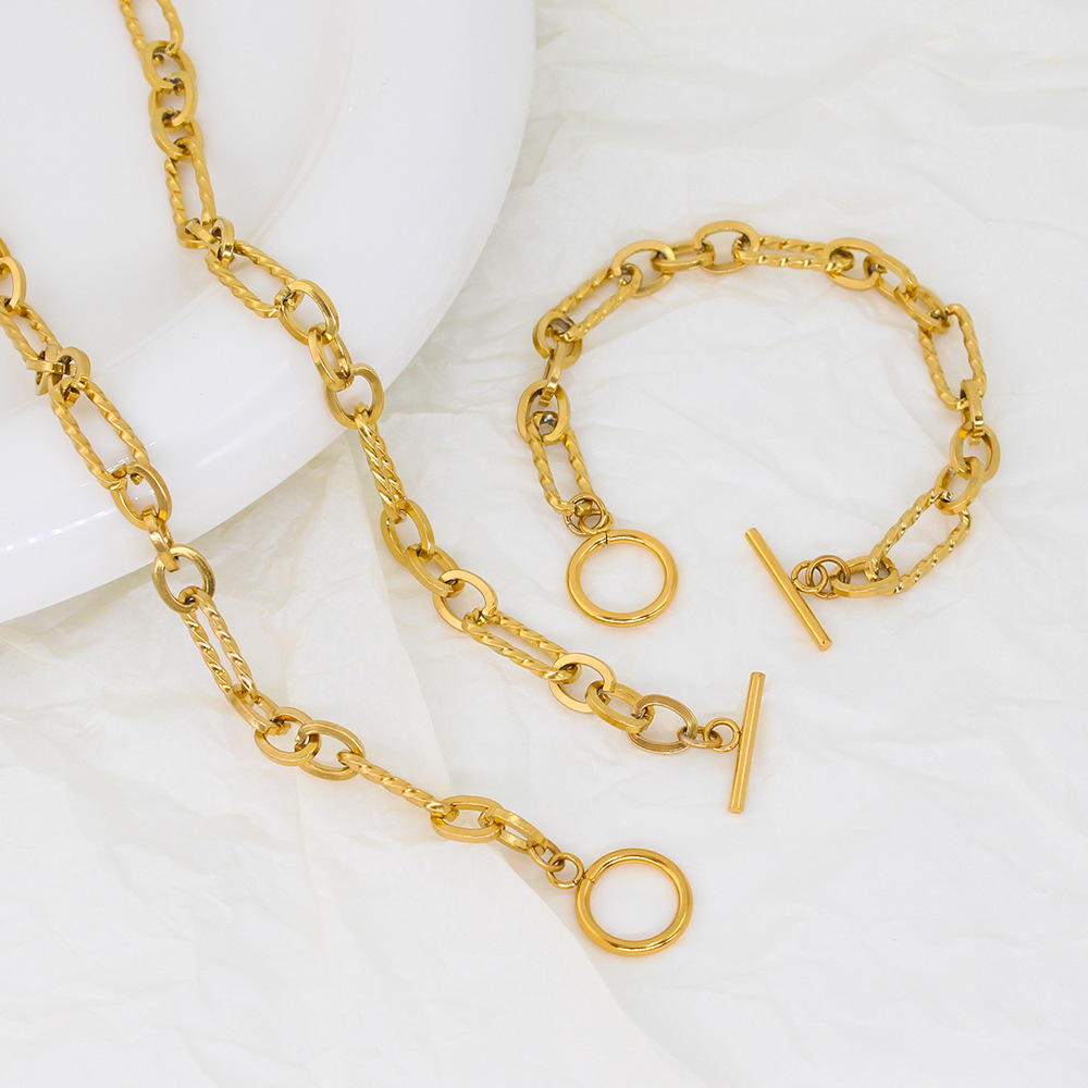 Edelstahl 304 18 Karat Vergoldet Elegant Dame Überzug Geometrisch Armbänder Halskette display picture 6