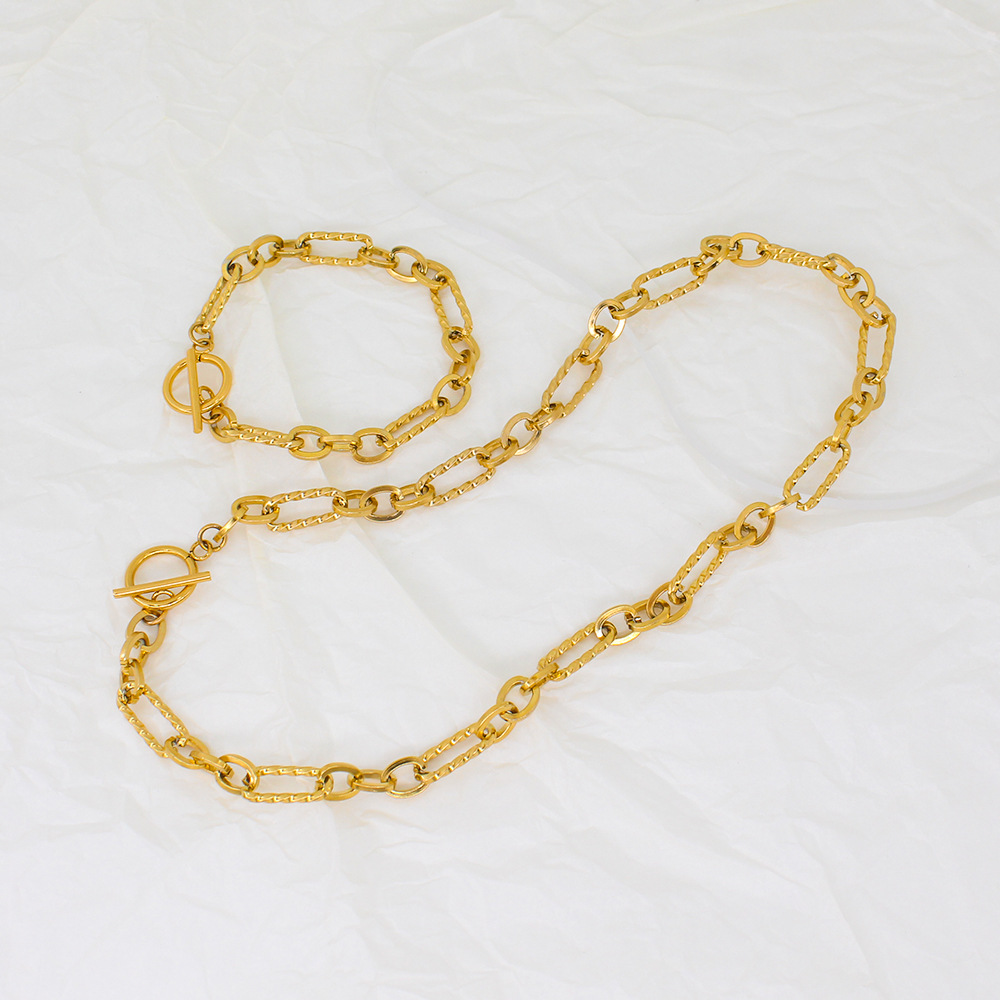 Edelstahl 304 18 Karat Vergoldet Elegant Dame Überzug Geometrisch Armbänder Halskette display picture 9