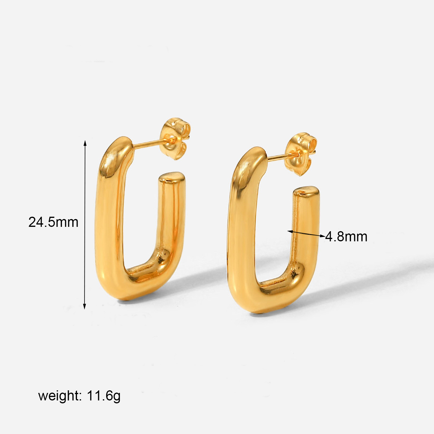 1 Pair Simple Style U Shape Plating 304 Stainless Steel 18K Gold Plated Ear Studs display picture 10