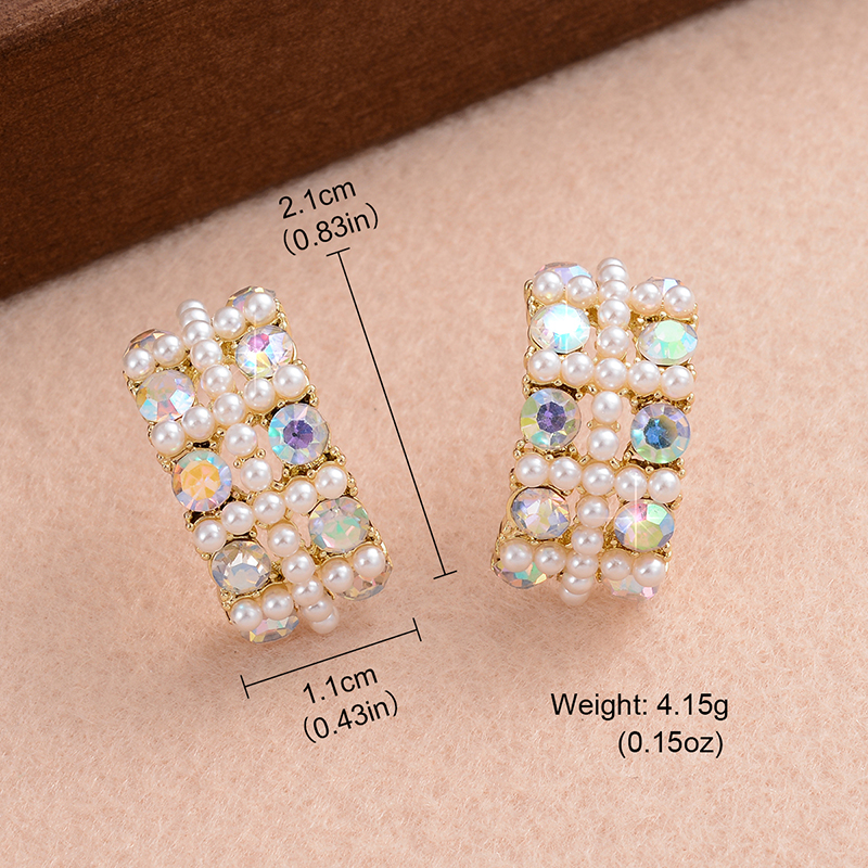 1 Pair Elegant Romantic Modern Style C Shape Plating Inlay Alloy Rhinestones Pearl 14k Gold Plated Ear Studs display picture 1