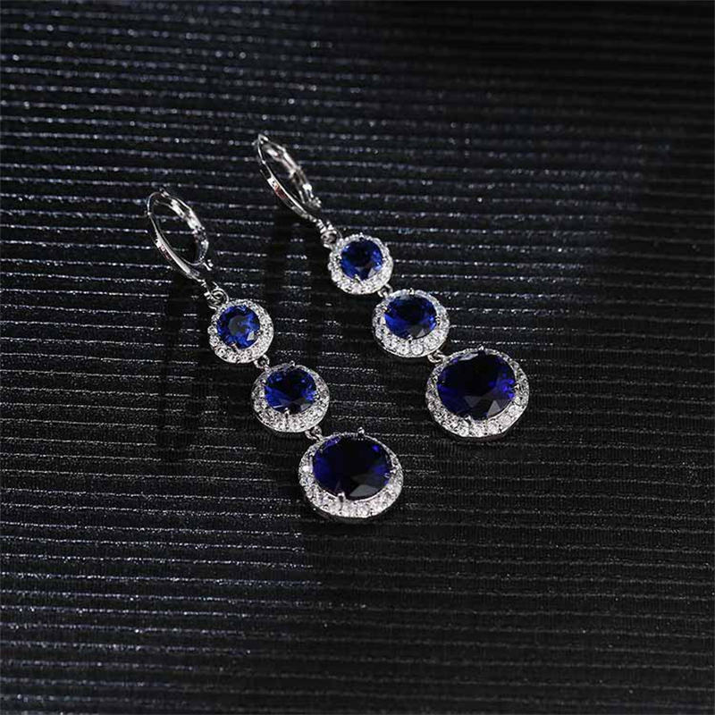Copper Zircon Rhodium Plated Casual Vintage Style Inlay Round Zircon Earrings Necklace Jewelry Set display picture 1