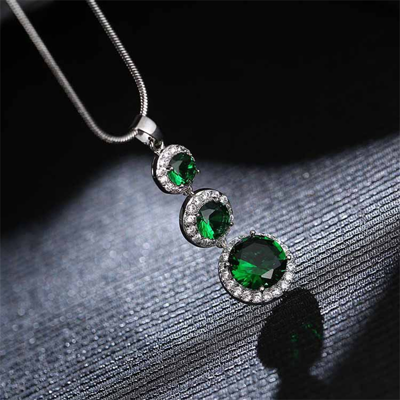 Copper Zircon Rhodium Plated Casual Vintage Style Inlay Round Zircon Earrings Necklace Jewelry Set display picture 5