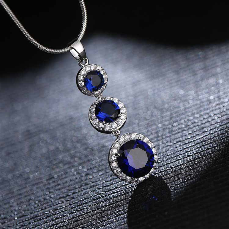 Copper Zircon Rhodium Plated Casual Vintage Style Inlay Round Zircon Earrings Necklace Jewelry Set display picture 3