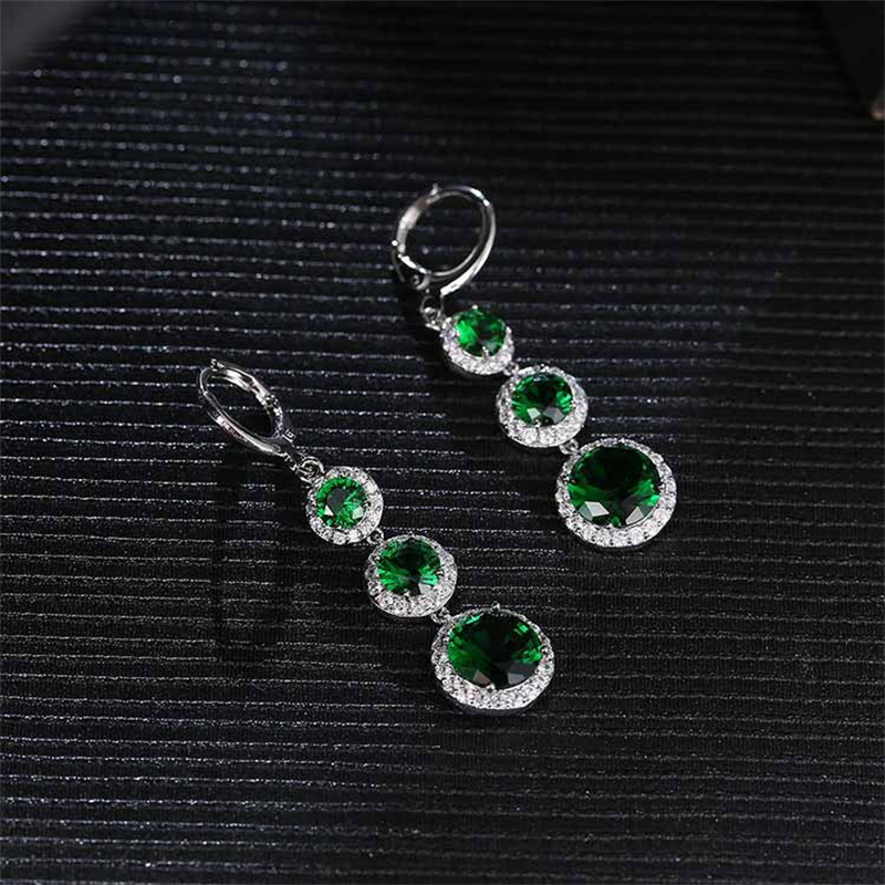 Copper Zircon Rhodium Plated Casual Vintage Style Inlay Round Zircon Earrings Necklace Jewelry Set display picture 4