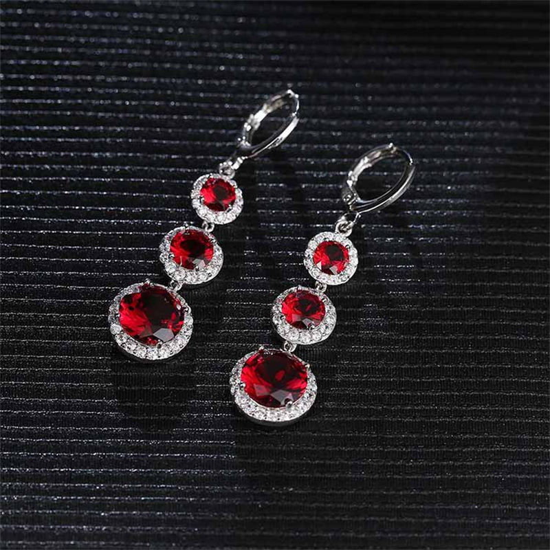 Copper Zircon Rhodium Plated Casual Vintage Style Inlay Round Zircon Earrings Necklace Jewelry Set display picture 8