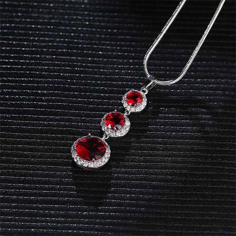 Copper Zircon Rhodium Plated Casual Vintage Style Inlay Round Zircon Earrings Necklace Jewelry Set display picture 7