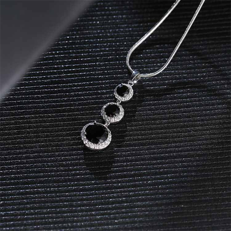 Copper Zircon Rhodium Plated Casual Vintage Style Inlay Round Zircon Earrings Necklace Jewelry Set display picture 2
