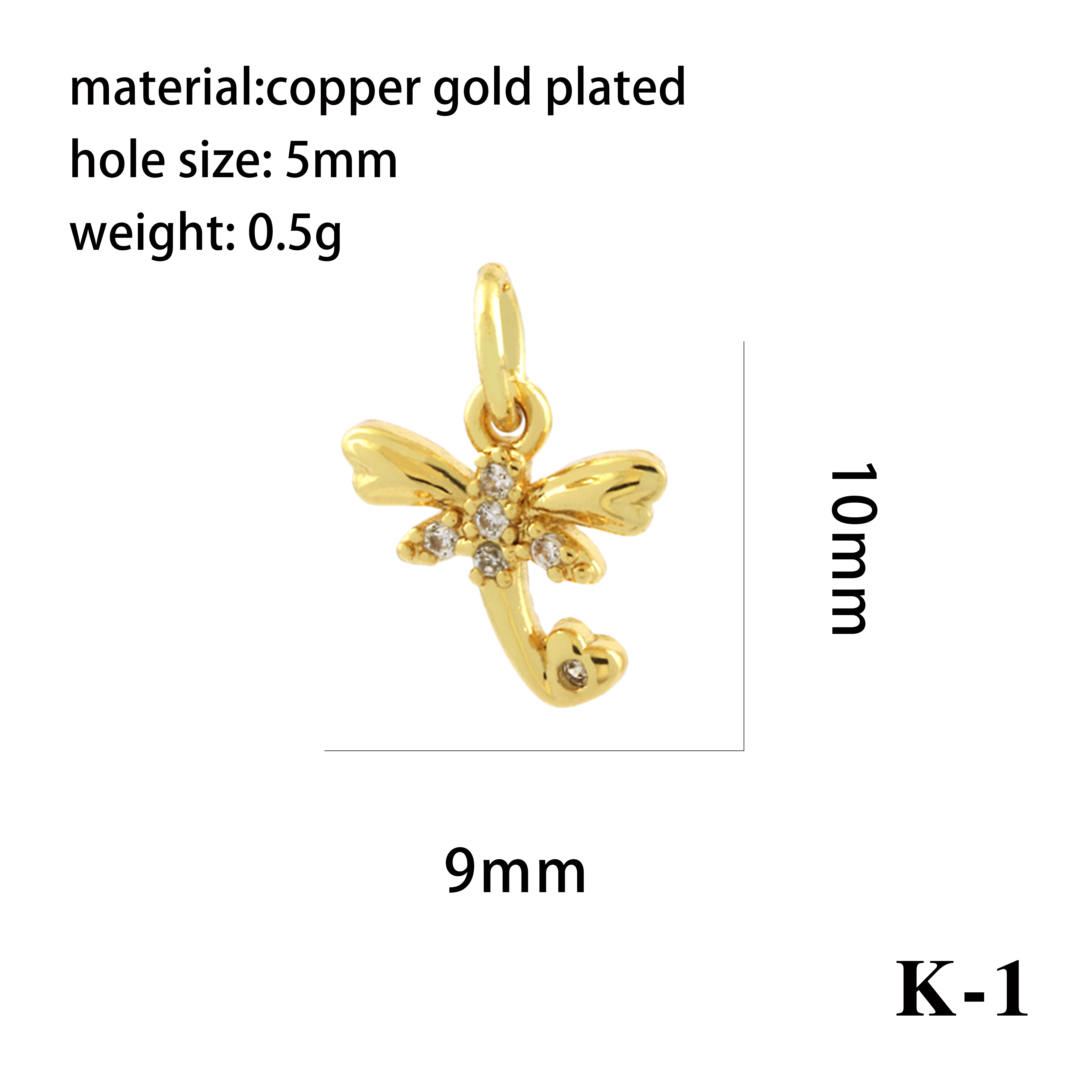 Elegant Simple Style Bee Dragonfly Butterfly Copper Plating Inlay Zircon 18k Gold Plated Charms display picture 17