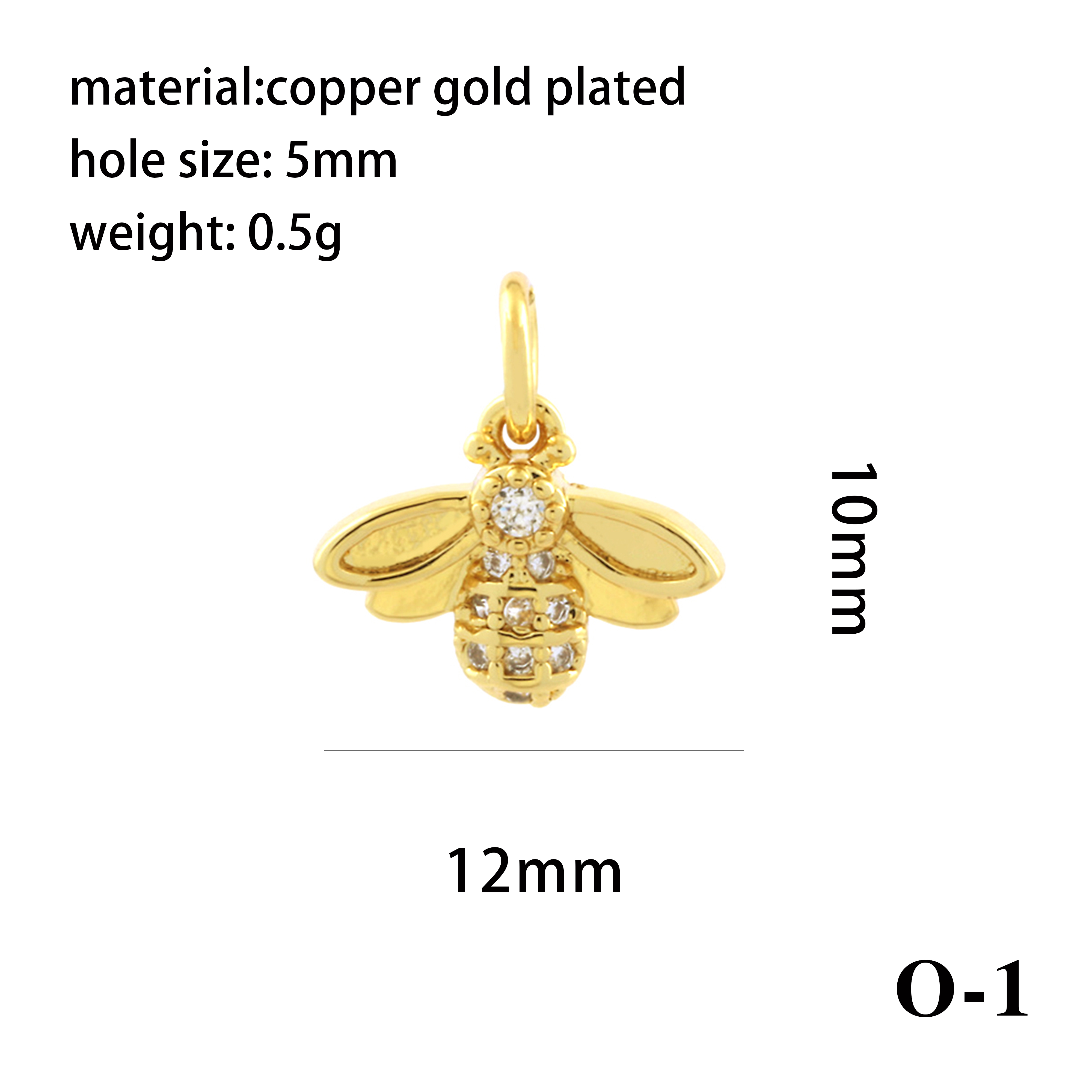 Elegant Simple Style Bee Dragonfly Butterfly Copper Plating Inlay Zircon 18k Gold Plated Charms display picture 29