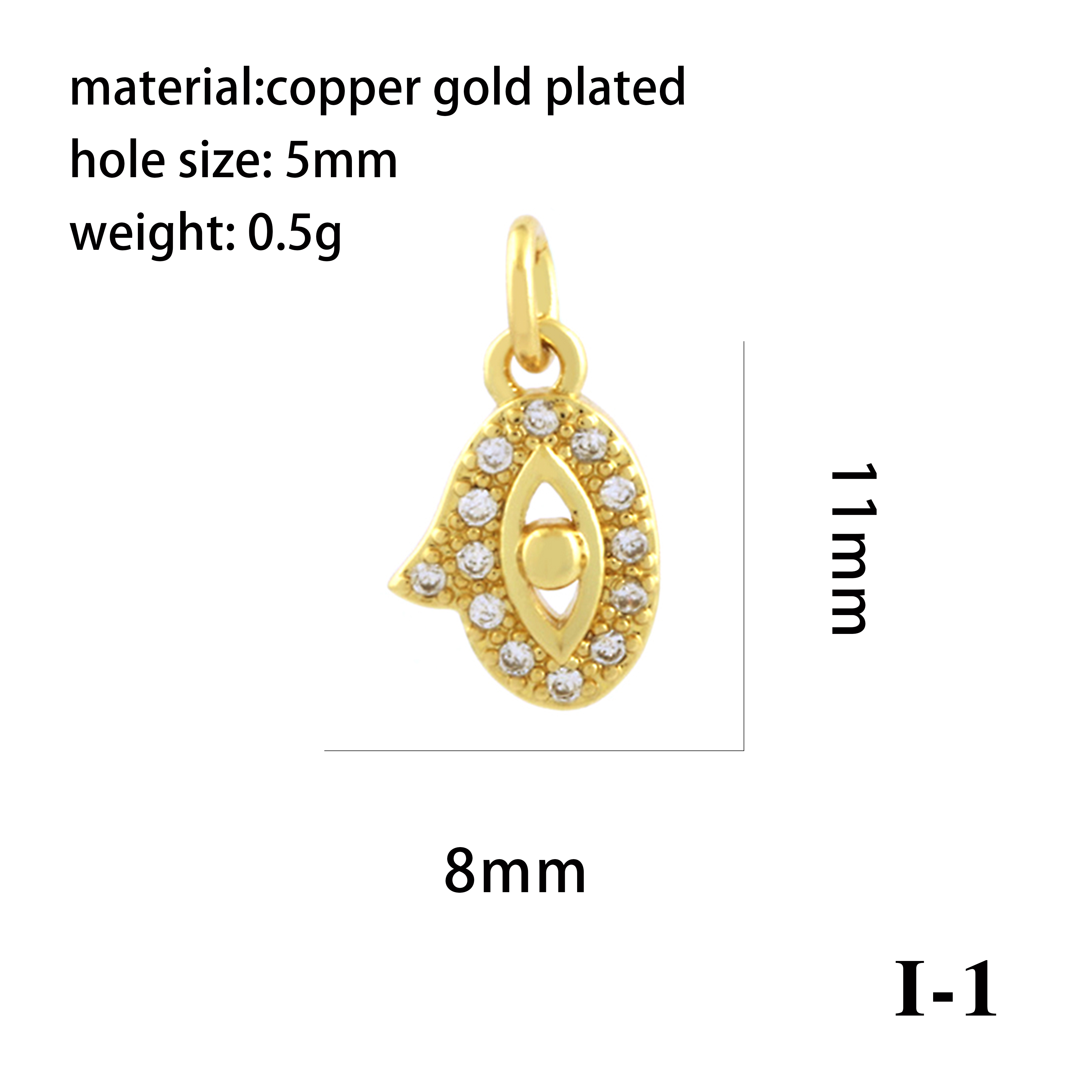 Vintage Style Simple Style Devil's Eye Hand Of Fatima Heart Shape Copper Plating Inlay Zircon 18k Gold Plated Charms display picture 35