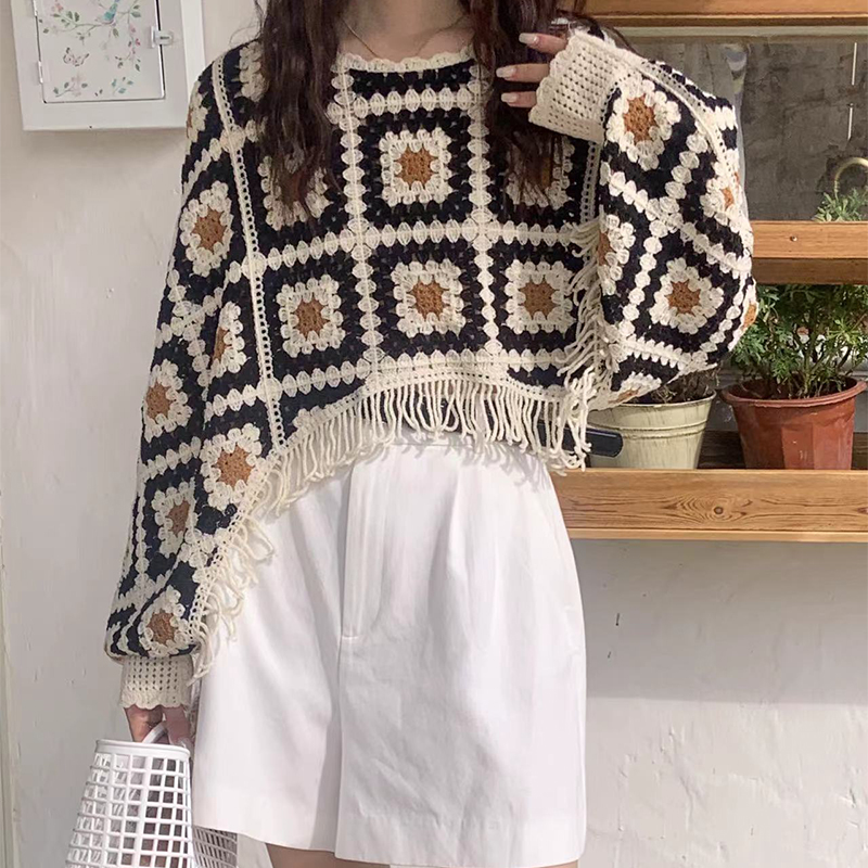 Women's Sweater Long Sleeve Sweaters & Cardigans Tassel Hollow Out Casual Geometric display picture 1