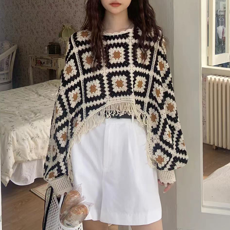Women's Sweater Long Sleeve Sweaters & Cardigans Tassel Hollow Out Casual Geometric display picture 3