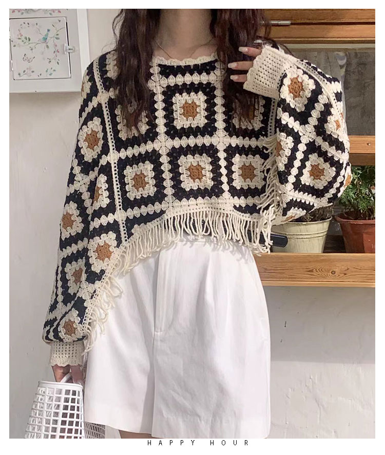 Women's Sweater Long Sleeve Sweaters & Cardigans Tassel Hollow Out Casual Geometric display picture 6