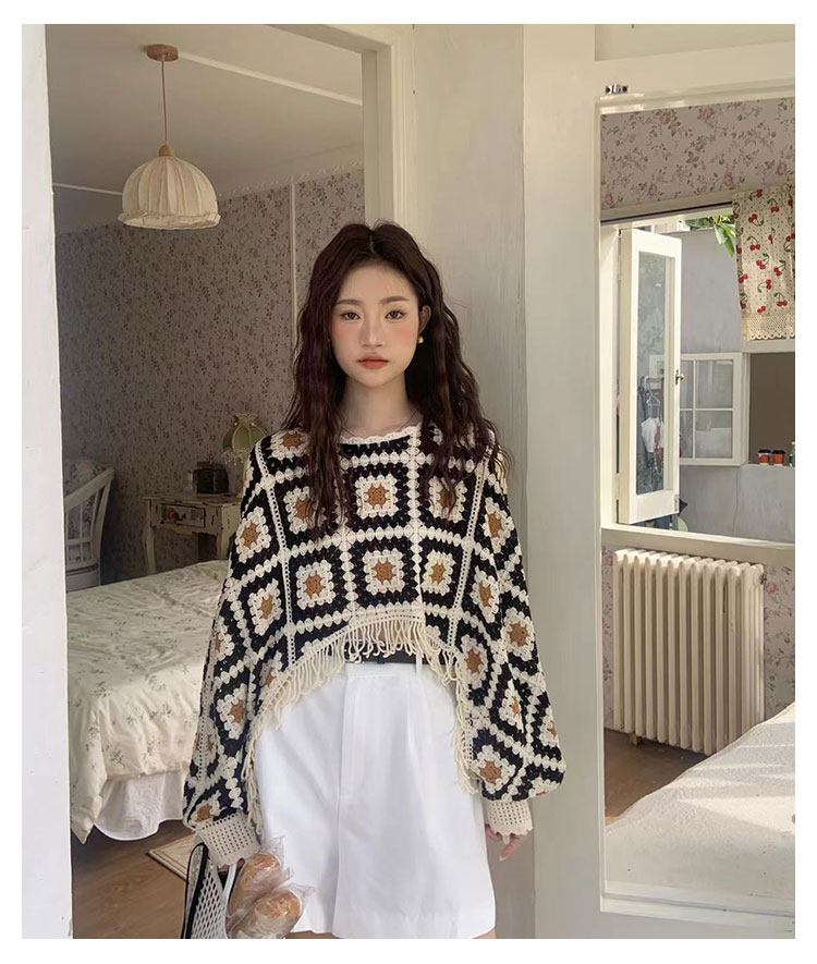 Women's Sweater Long Sleeve Sweaters & Cardigans Tassel Hollow Out Casual Geometric display picture 9