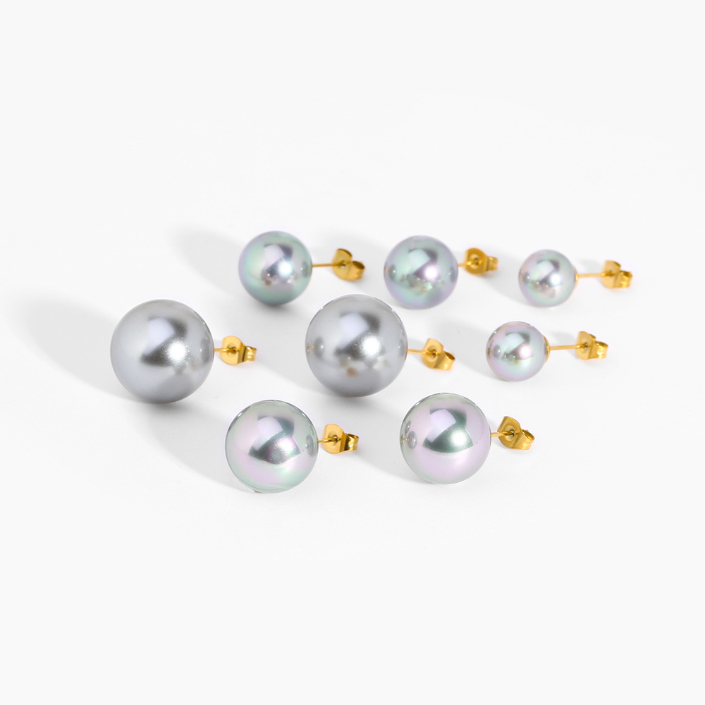 1 Pair Simple Style Ball Plating 304 Stainless Steel 18K Gold Plated Ear Studs display picture 2