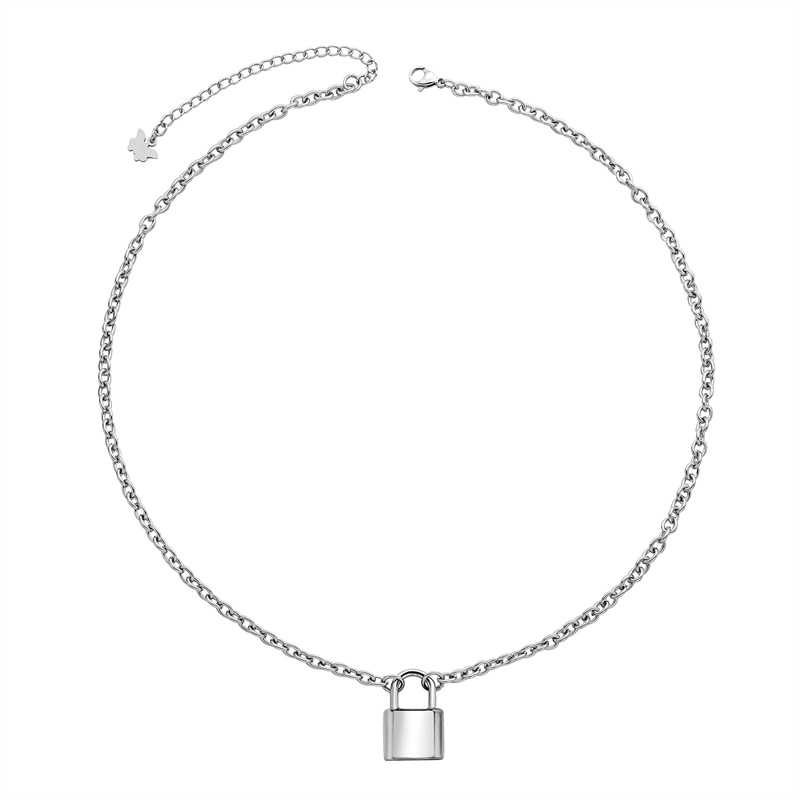 Simple Style Classic Style Lock Stainless Steel Polishing Pendant Necklace display picture 1
