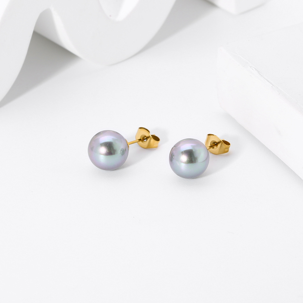 1 Pair Simple Style Ball Plating 304 Stainless Steel 18K Gold Plated Ear Studs display picture 3