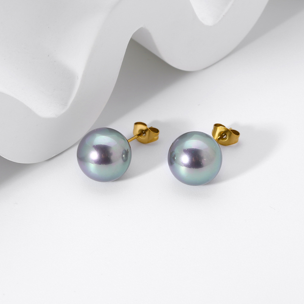 1 Pair Simple Style Ball Plating 304 Stainless Steel 18K Gold Plated Ear Studs display picture 7
