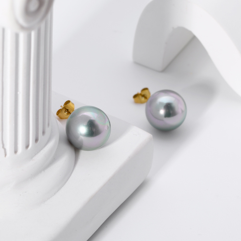 1 Pair Simple Style Ball Plating 304 Stainless Steel 18K Gold Plated Ear Studs display picture 5