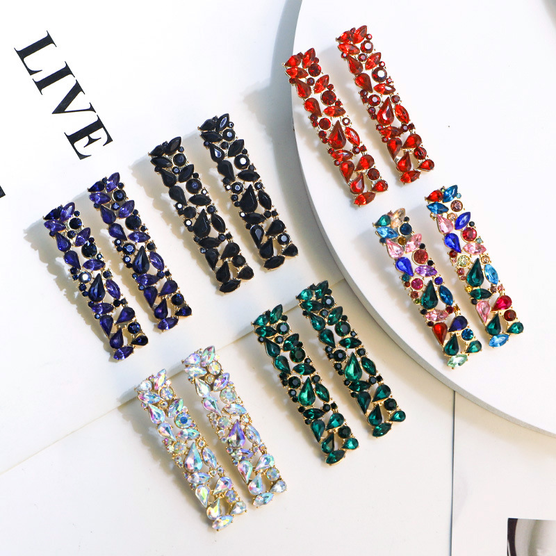 1 Pair Elegant Luxurious Shiny Square Inlay Alloy Resin Drop Earrings display picture 2