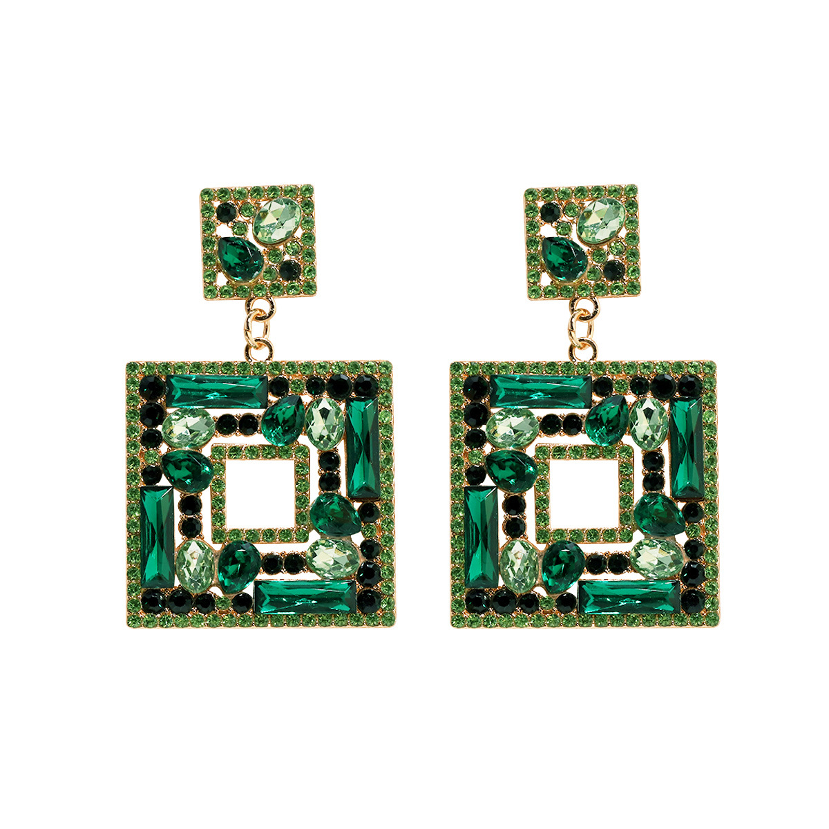 1 Pair Elegant Luxurious Shiny Square Inlay Alloy Resin Drop Earrings display picture 4