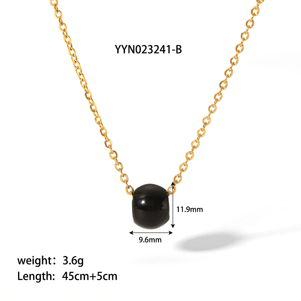 304 Stainless Steel Natural Stone 18K Gold Plated Cute Novelty Plating Solid Color Necklace display picture 11