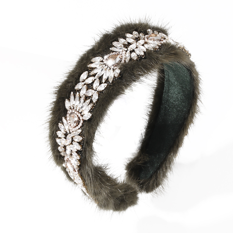 Vacation Water Droplets Rabbit Fur Inlay Zircon Hair Band display picture 2