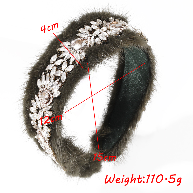 Vacation Water Droplets Rabbit Fur Inlay Zircon Hair Band display picture 1