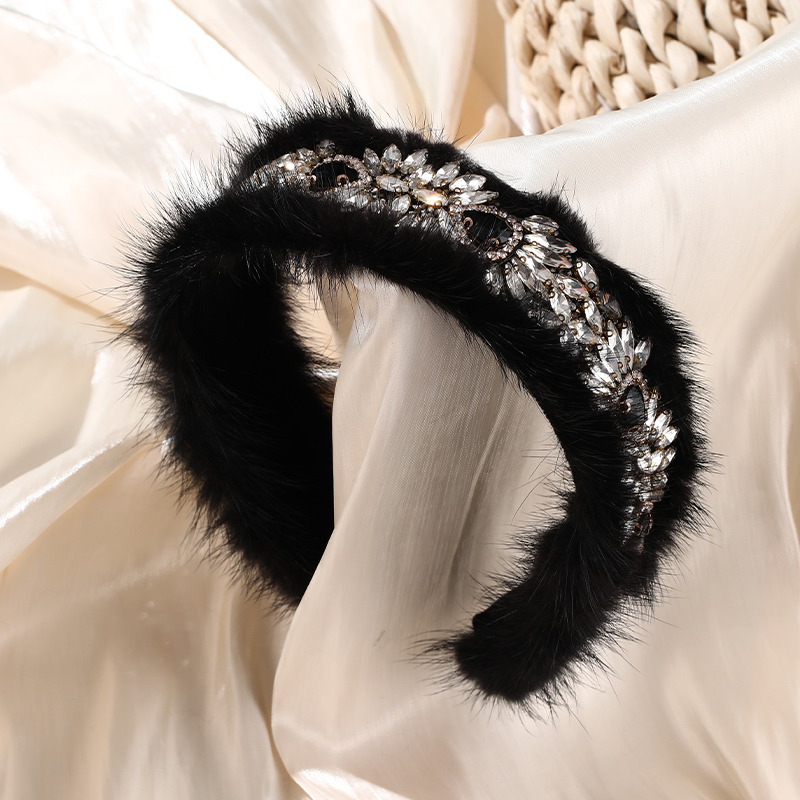 Vacation Water Droplets Rabbit Fur Inlay Zircon Hair Band display picture 10