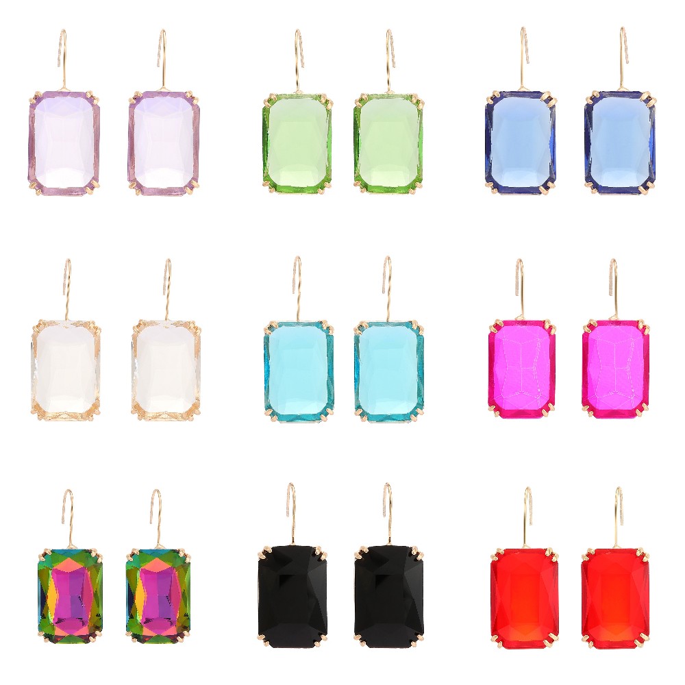 1 Pair Sweet Simple Style Rectangle Inlay Alloy Glass Ear Hook display picture 15