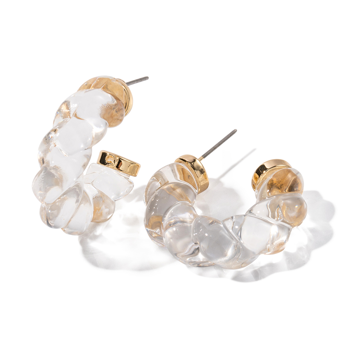 1 Pair Ig Style The Answer Transparent Plating Transparent Resin 18k Gold Plated Earrings display picture 1