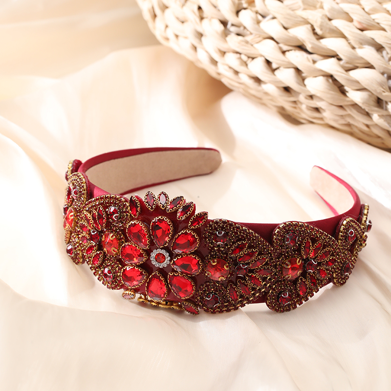 Glam Flower Cloth Inlay Rhinestones Hair Band display picture 5