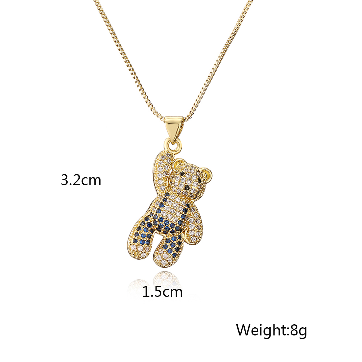 Cute Sweet Little Bear Copper 18k Gold Plated Zircon Pendant Necklace In Bulk display picture 1