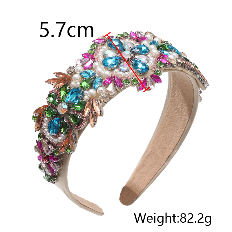 Exaggerated Sweet Flower Imitation Pearl Cloth Rhinestone Hair Band display picture 1