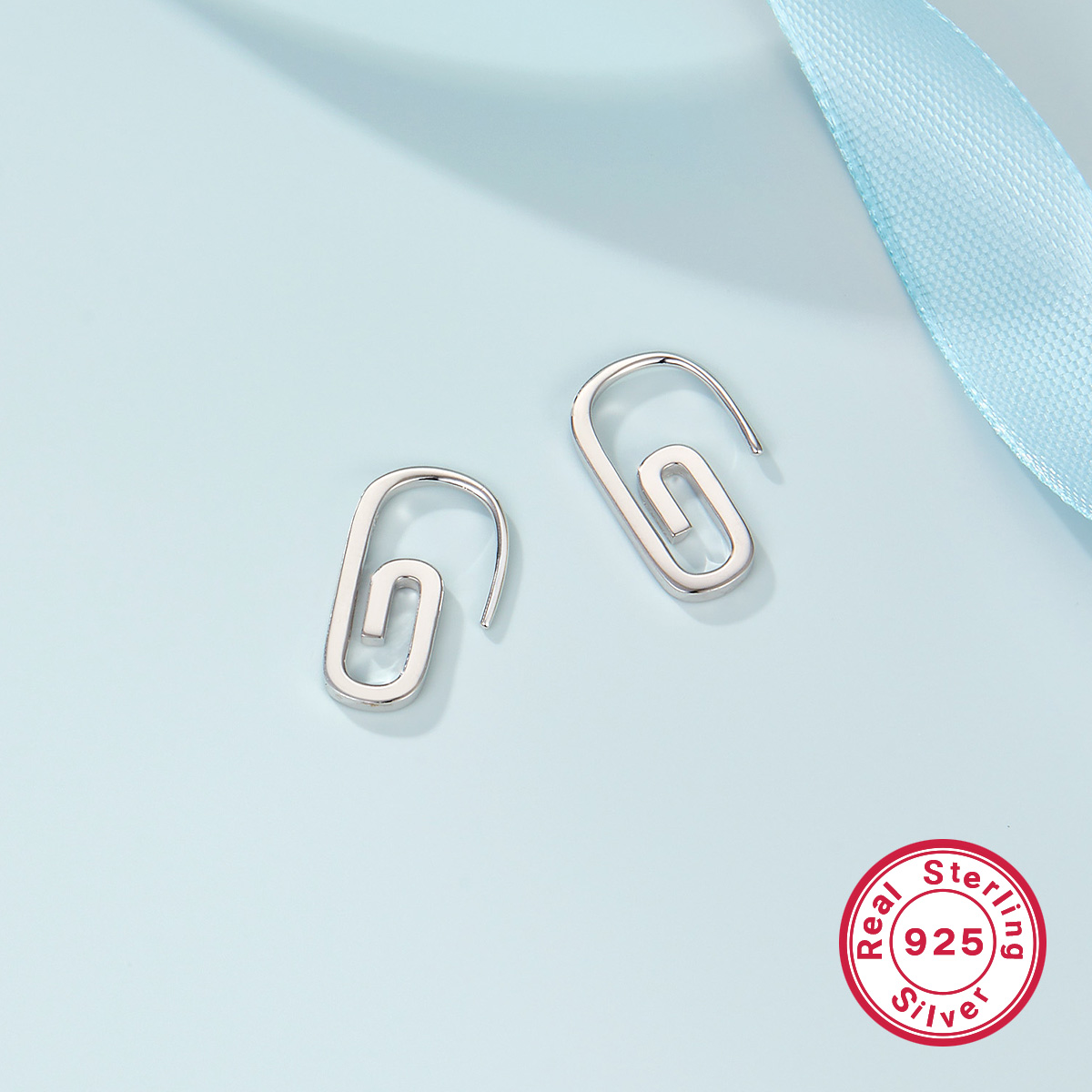 1 Pair Novelty Simple Style Paper Clip Plating Sterling Silver White Gold Plated Earrings display picture 11