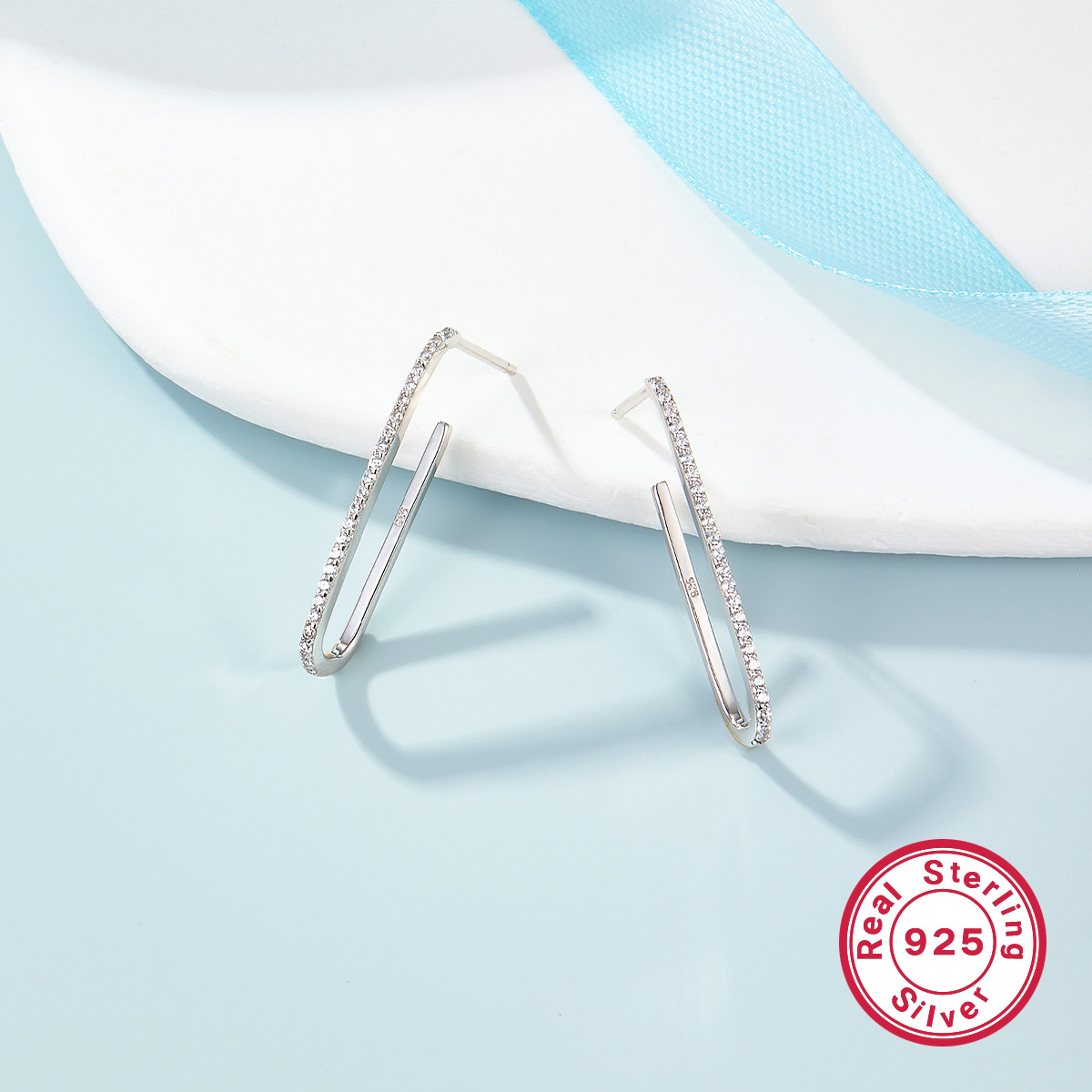 1 Pair Novelty Simple Style Paper Clip Plating Sterling Silver White Gold Plated Earrings display picture 12