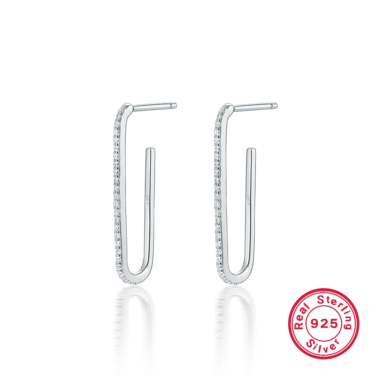 1 Pair Novelty Simple Style Paper Clip Plating Sterling Silver White Gold Plated Earrings display picture 13